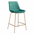 Homeroots 38.6 x 19.7 x 24.2 in. Tony Counter Chair Green & Gold 396526
